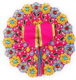 Designer Embroidered Laddu Gopal Dress – Pink Floral with Beads Work